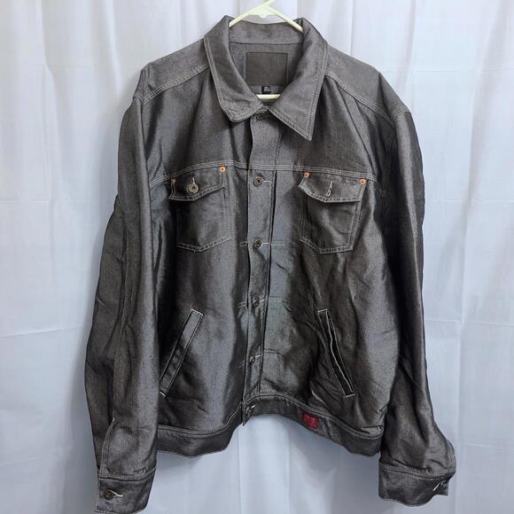 Guess Jeans Denim Trucker Jacket Men's XXL 2XL Black - Picture 1 of 4